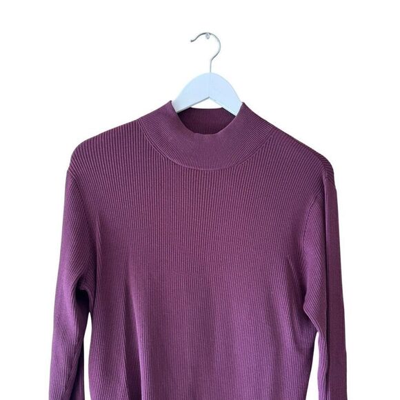 Coldwater Creek Mock Neck Trendy Burgundy Long Sleeves Silk  Blend SZ L #2322 - Picture 2 of 10